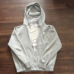 Nike Men's Light Gray Zip-Up Hoodie